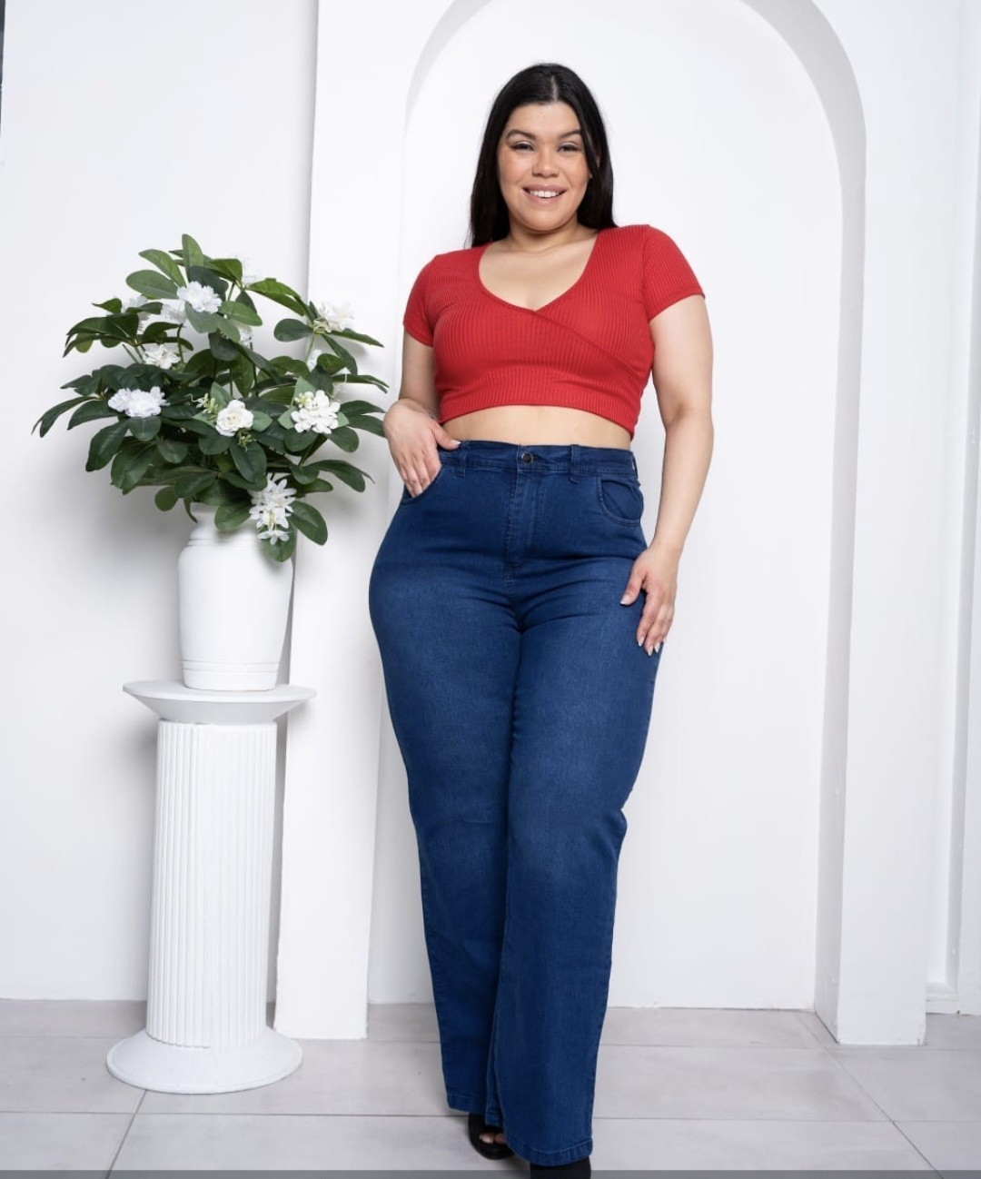 Jeans Wide Leg Elastizado Talle Especial Azul - Imagen 2