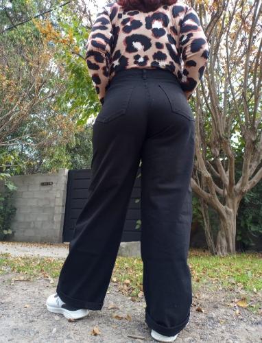 Jeans Wide Leg Elastizado Talle Especial Negro - Miniatura 2