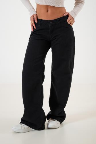 1290.27 Wide Leg Negro Tiro bajo Clásico - Miniatura 3