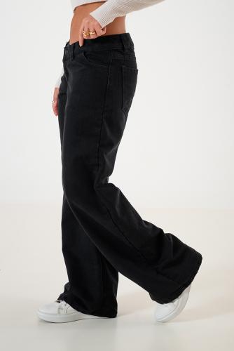 1290.27 Wide Leg Negro Tiro bajo Clásico - Miniatura 4