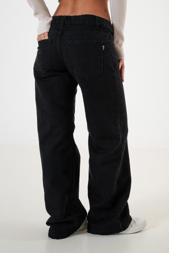 1290.27 Wide Leg Negro Tiro bajo Clásico - Miniatura 5