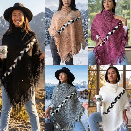 Poncho Trenzado Lana