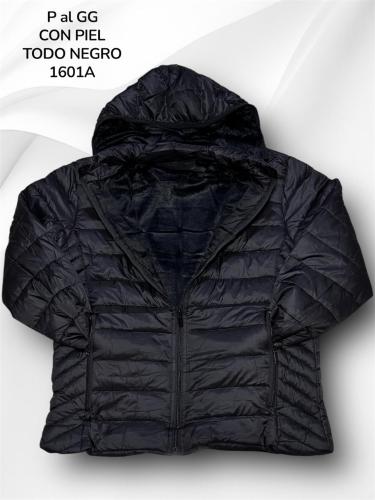 Campera con Piel Puro Negro
