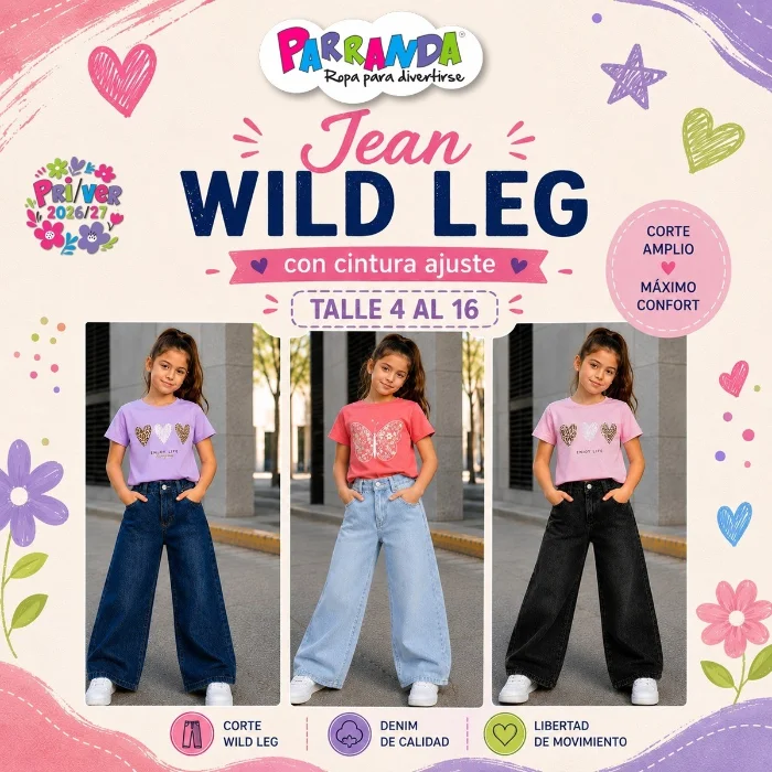 Jean Wild Leg  Niña Ajuste Cintura