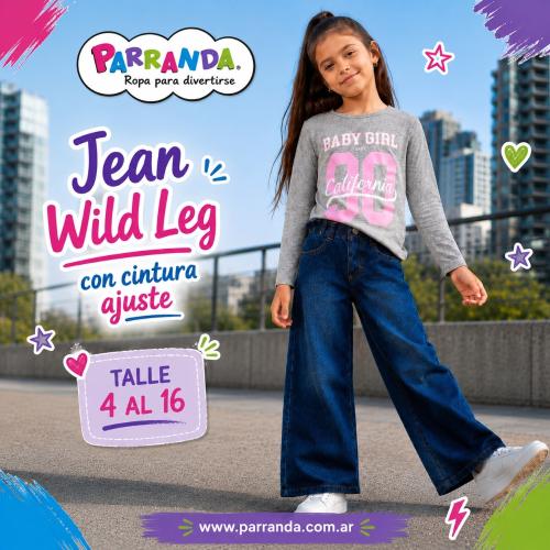 Jean Wild Leg Azul Niña Ajuste Cintura