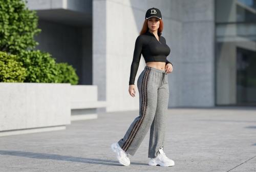 Palazo Líneas Lycra Frizado