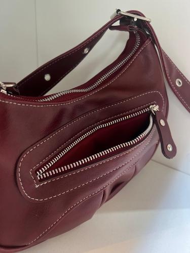 Cartera Mini Bag Baguette Bordo con Bolsillo - Miniatura 3