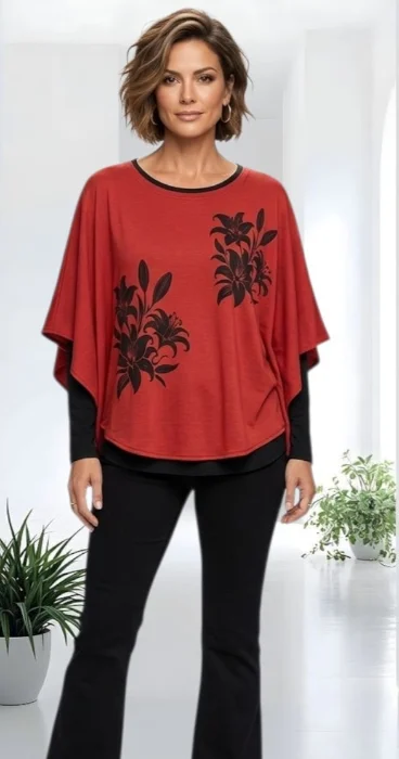 Poncho Estilo Murciélago Jaspeado Grán Rebaja