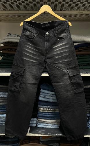 Maxi Baggy Cargo Bolsillo 3d Negro Stone Localizado +bigote
