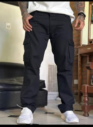 Pantalón Mom Cargo Bolsillo 3d Negro