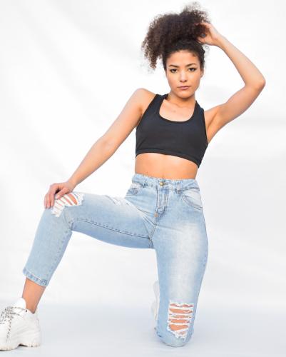 9129 Pantalon Jean Mom Roto Rigido - Miniatura 2
