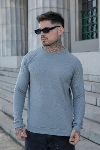 Suéter Darlon Rep Liso Gris Claro