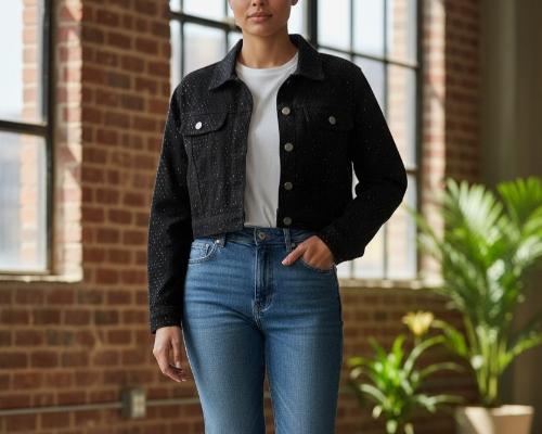 Campera de Jeans Talle M con Brillo