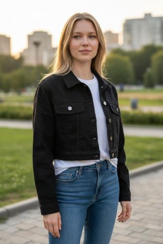Campera de Jeans Talle M con Brillo - Miniatura 3