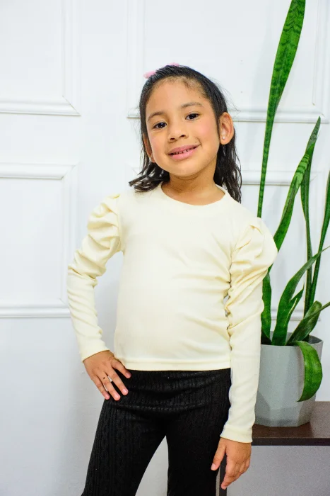 Remera Ana Ribb Viscosa Manga Princesa