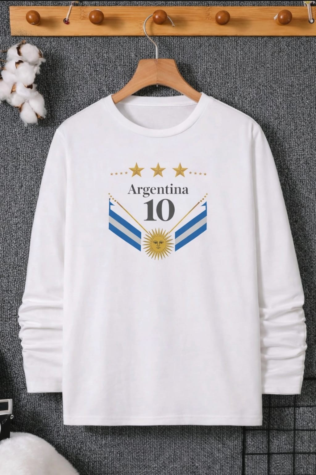 Camiseta M/l Tres Estrellas Argentina - Imagen 1