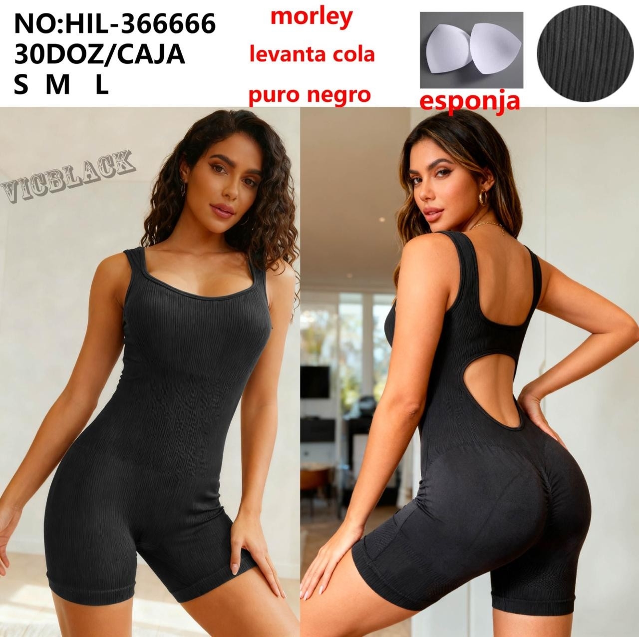 Catsuit Negro Push Up Vic Black - Imagen 2