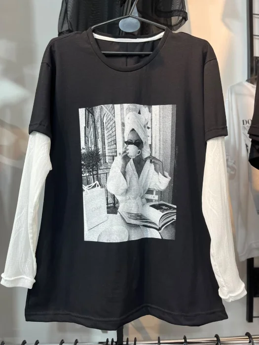 Remeron Corto Oversize con Mangas de Tul 001 Paris