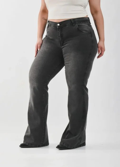 Jeans Oxford Talle Especial Gris Topo Localizado
