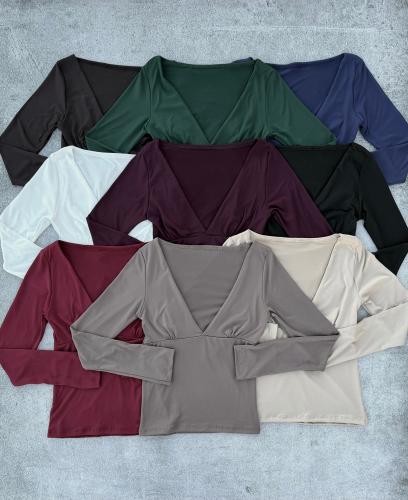 Remera Escote V Manga Larga