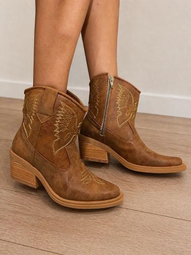 Botas Texanas Mujer Cortas Ecocuero Bordadas - Miniatura 2