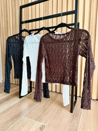 Remera de Red con Strass Esmeralda