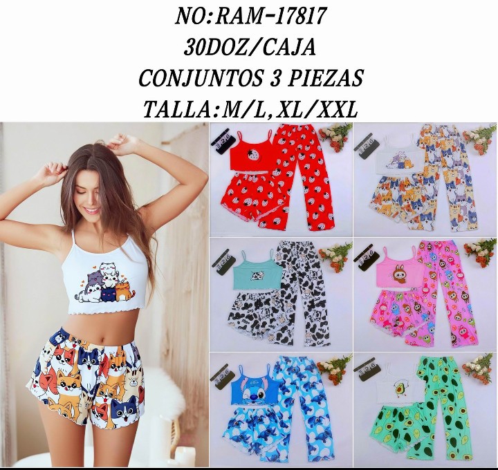 Pijamas 3 Piezas Dama - Imagen 2
