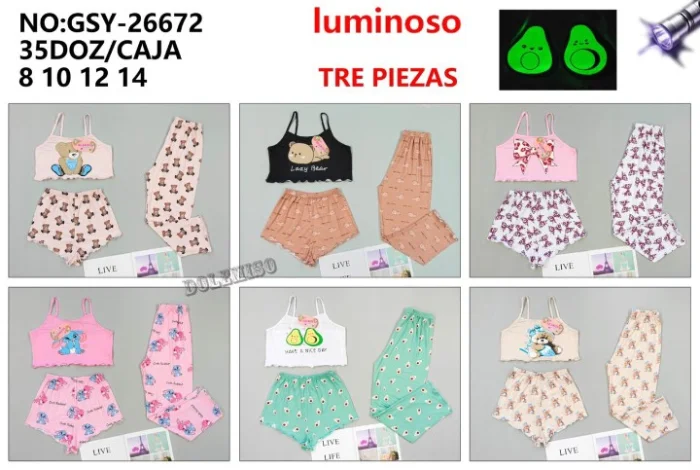 Pijamas 3 Piezas Dama
