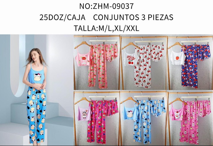 Pijamas 3 Piezas Dama - Imagen 3
