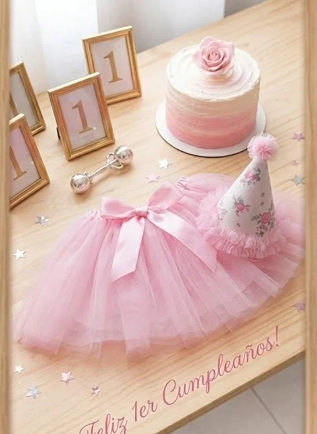 Gorrito y Tutú Cumpleaños 1er Año Bebe