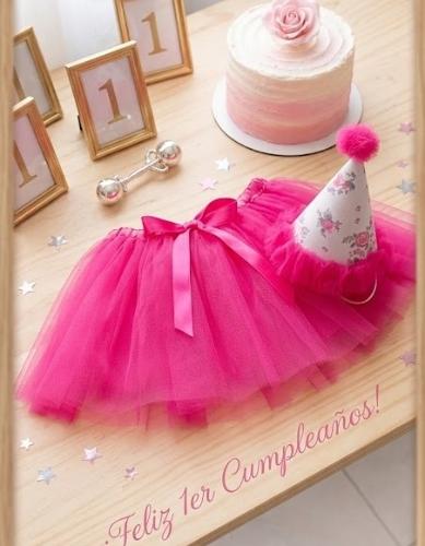 Gorrito y Tutú Cumpleaños 1er Año Bebe - Miniatura 3
