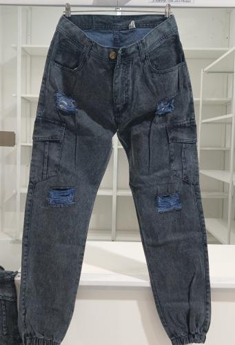 Pantalón Moom Jogger Cargo Gris Matiz Lila - Roto / Liso - Miniatura 2