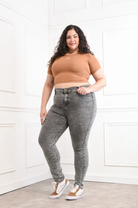 Jeans Elastizado Tela Premium Gris Nevado