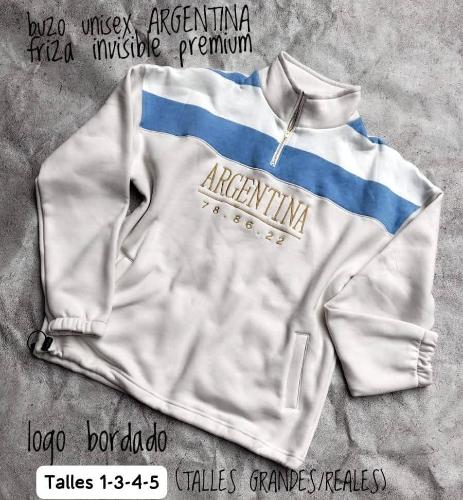 Buzos Friza Invisible Premium de Hombre Argentina Bordado - Miniatura 2