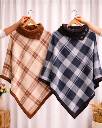 Tapado Poncho con Corderito y Boton