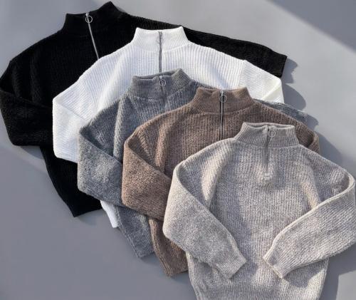 Sweater Chomba Cierre Polera Medio Lana Pulover