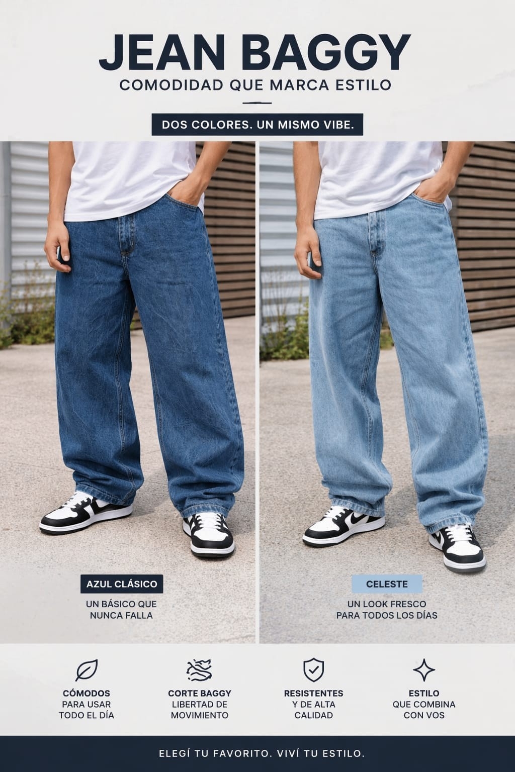 Jeans Baggy Azul Nevado - Imagen 3
