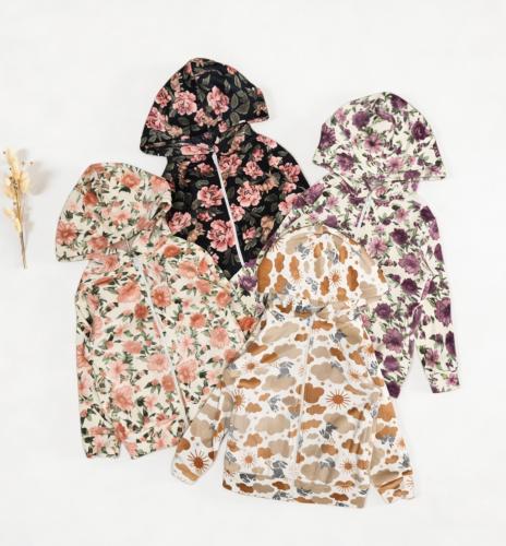 Campera Flores Plush Bifaz Doble Elastizado