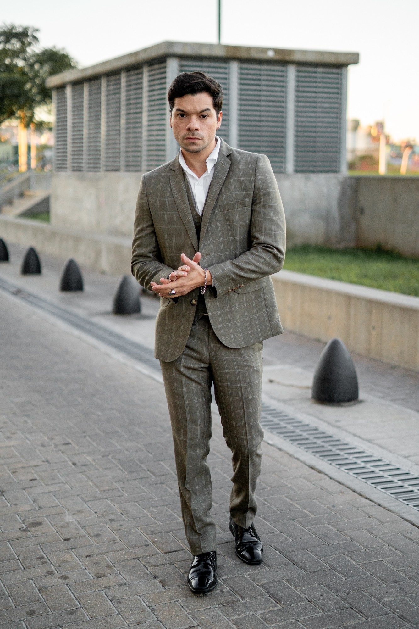 Traje de 3 Piezas Marrón S'100 a Cuadros - Imagen 2