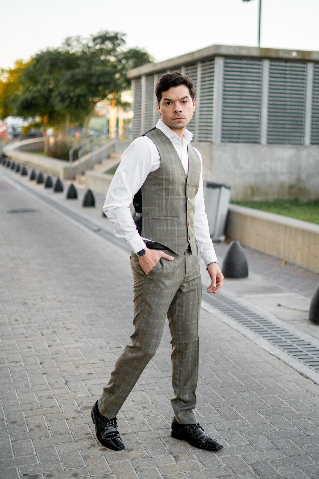 Traje de 3 Piezas Marrón S'100 a Cuadros - Imagen 8