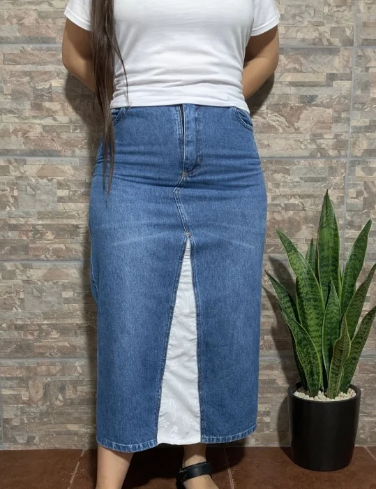 Pollera de Jeans Broderie