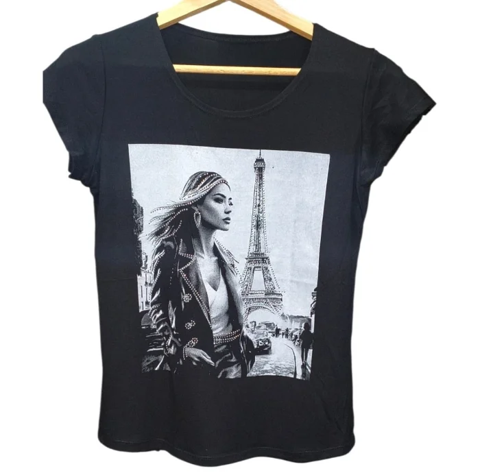 Remeras Modal con Estampa y Brillo.