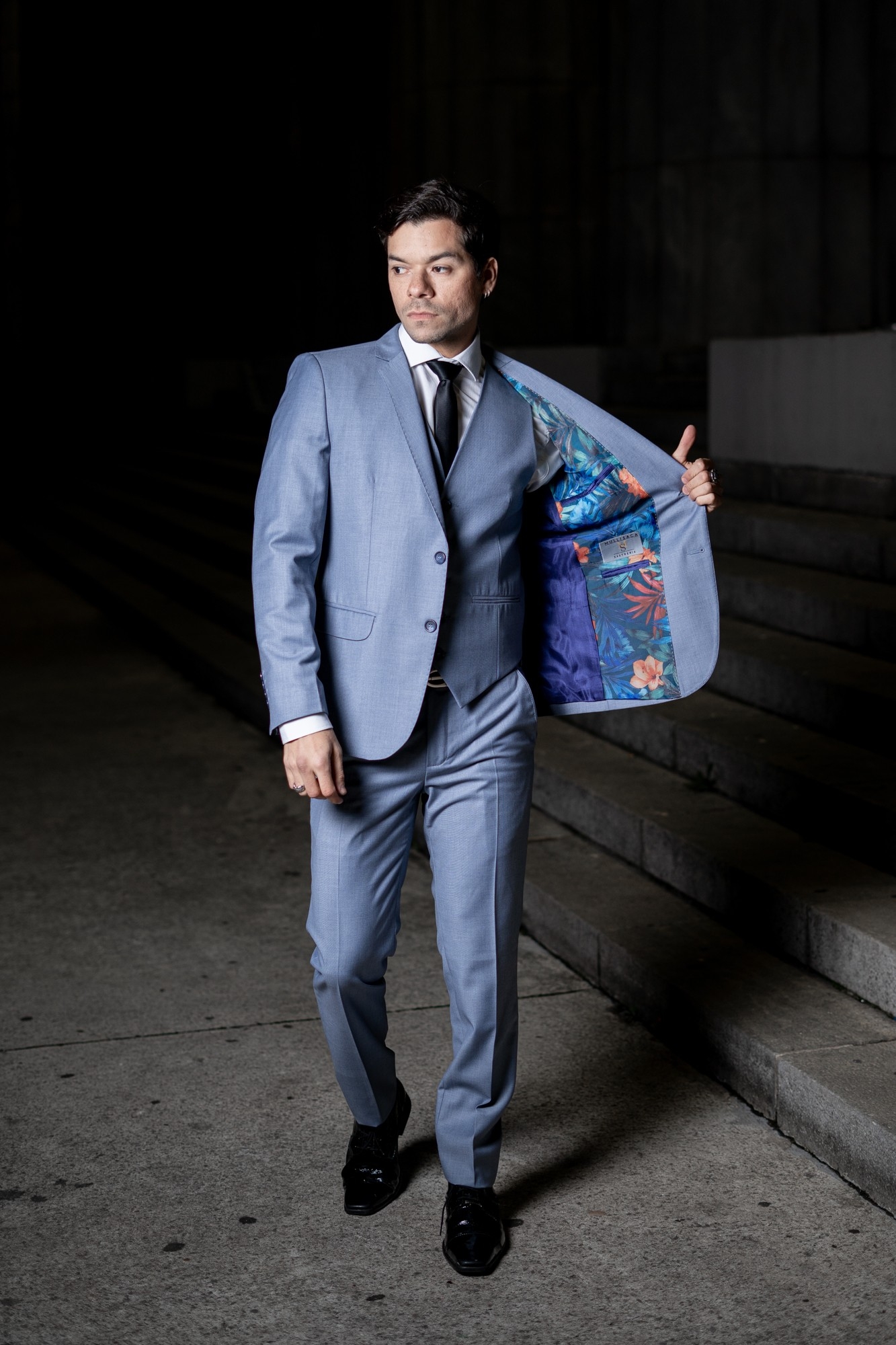 Traje de Hombre  3 Piezas Celeste Acero - Imagen 2