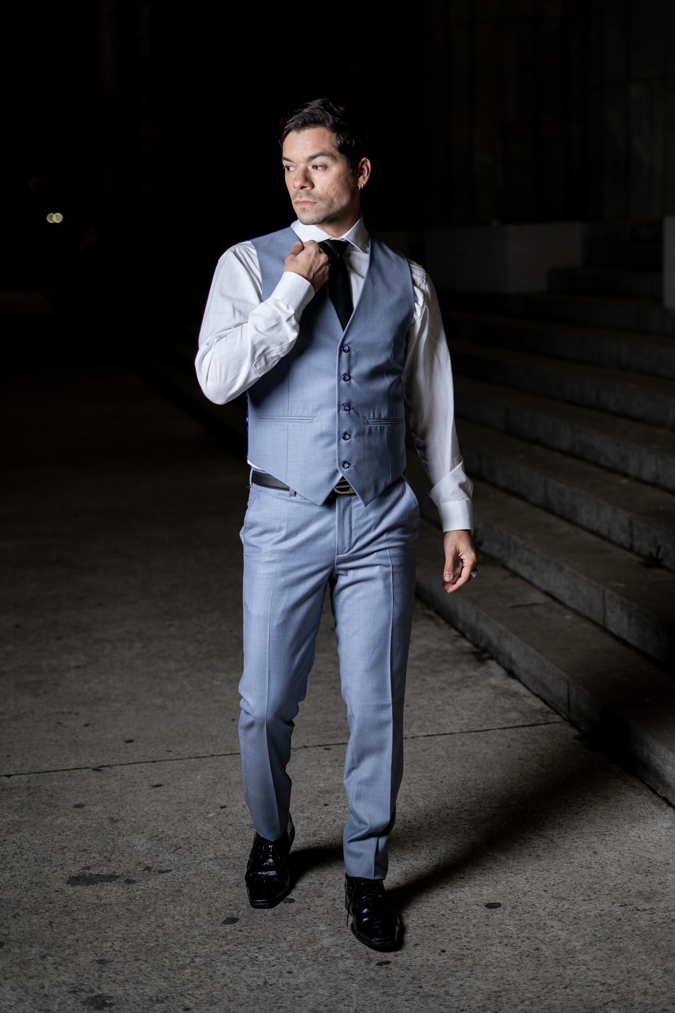 Traje de Hombre  3 Piezas Celeste Acero - Imagen 7