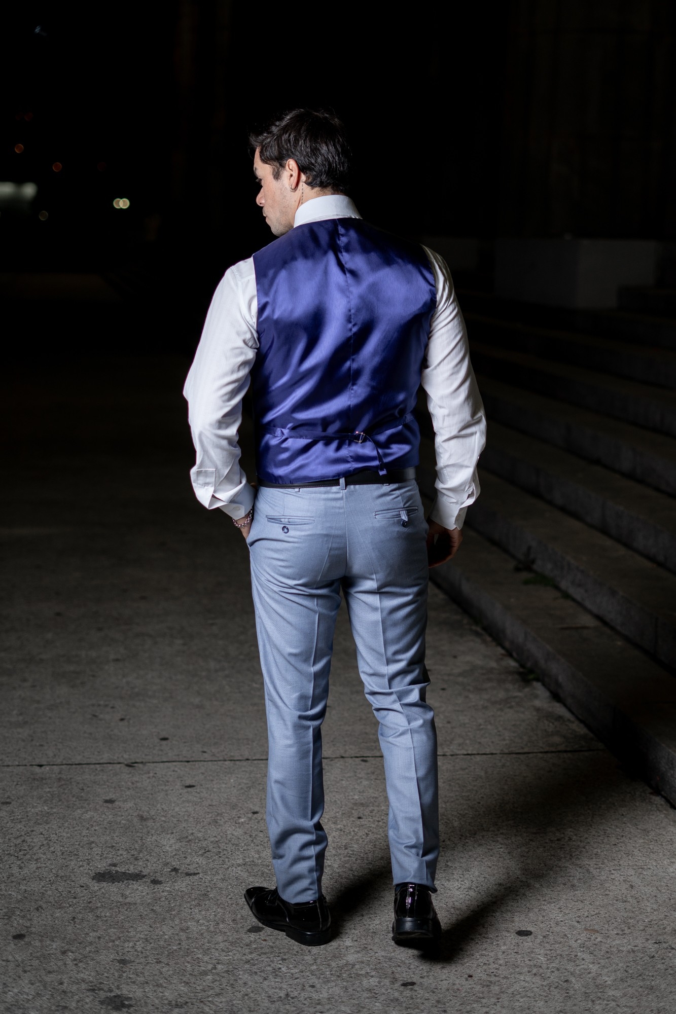 Traje de Hombre  3 Piezas Celeste Acero - Imagen 9