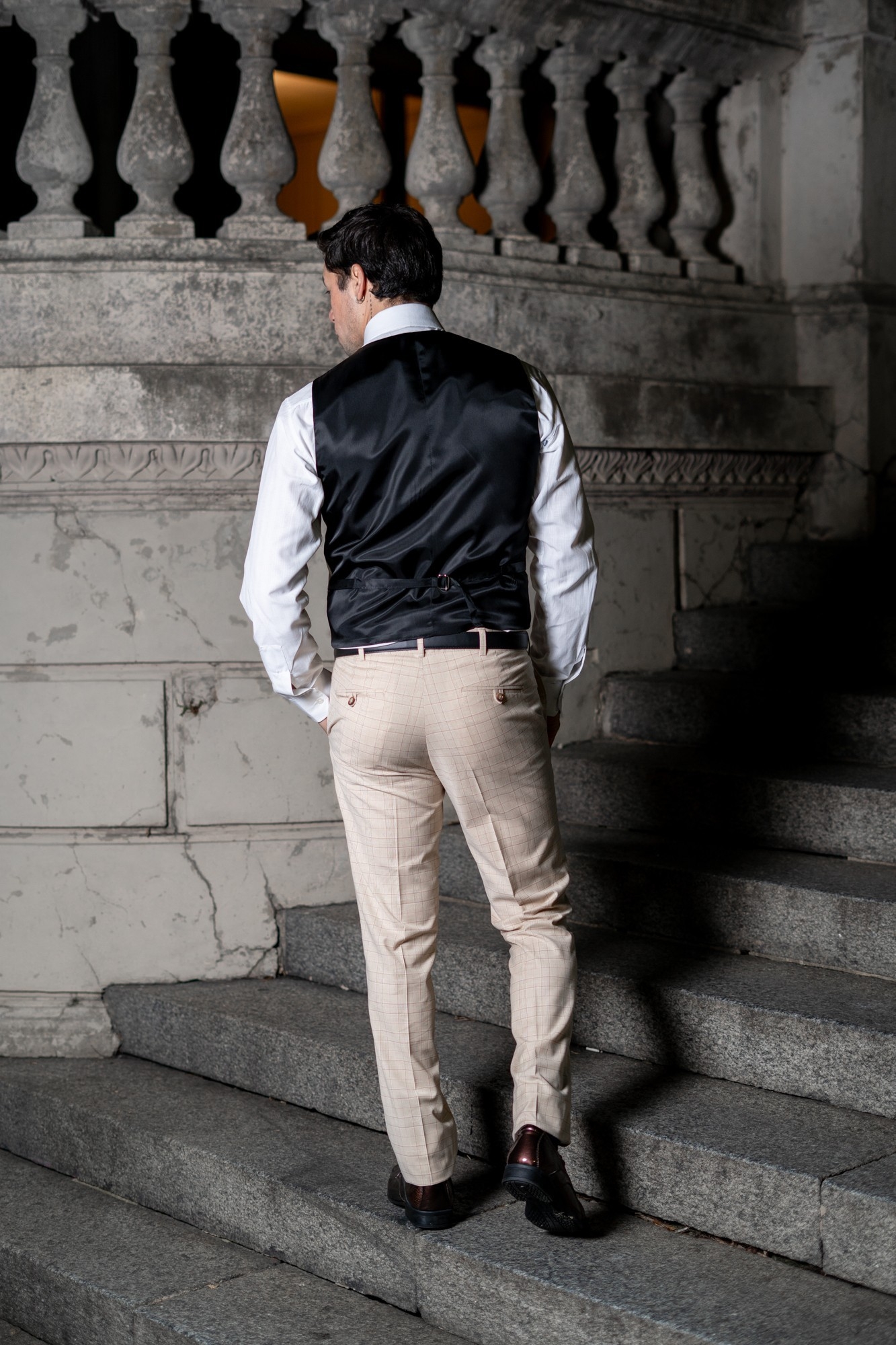 Traje de Hombre 3 Piezas Beige a Cuadros - Imagen 9