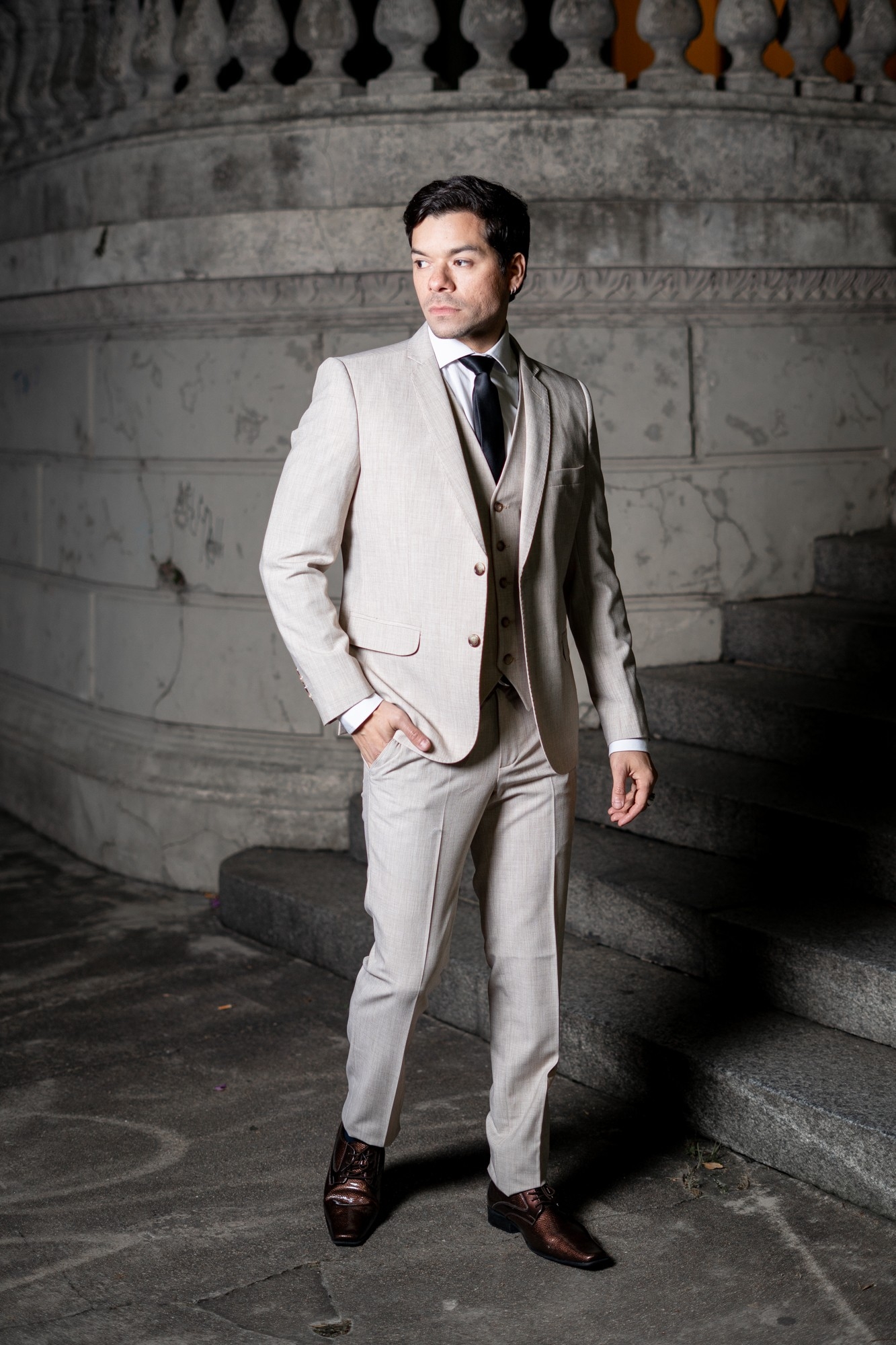 Traje de Hombre S' 100  Beige Melange - Imagen 3