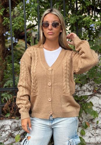 Cardigan con Bolsillo Lana Acrílico