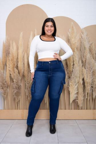 Jeans Cargo con Cierre Azul - Miniatura 3
