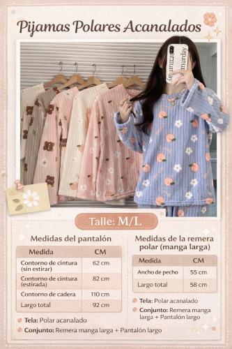 Pijama Polar Acanalado Liso - Miniatura 3